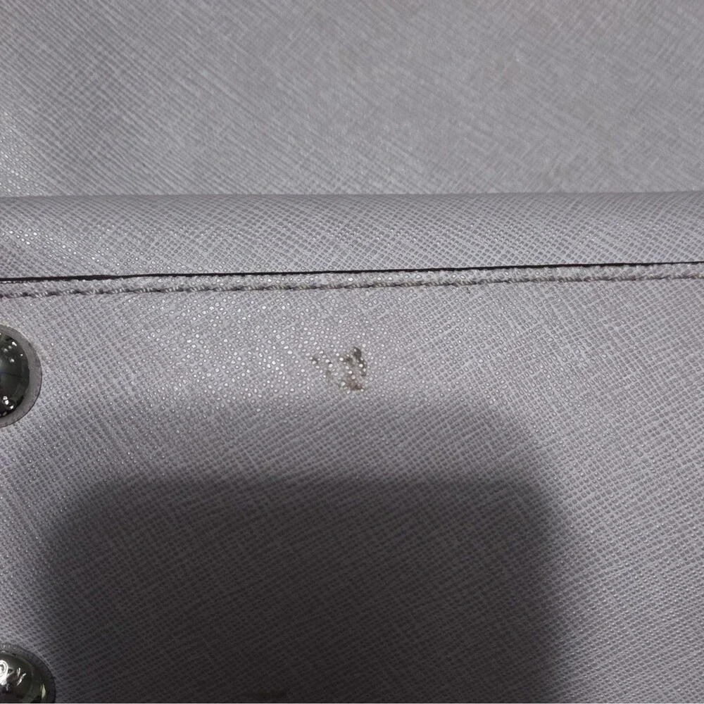 Michael Kors Purple Satchel Top Handle Bag Silver Hardware Zip Inner Pockets